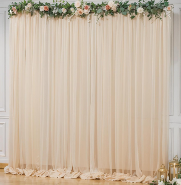 Champagne Colored Tulle Backdrop Curtain